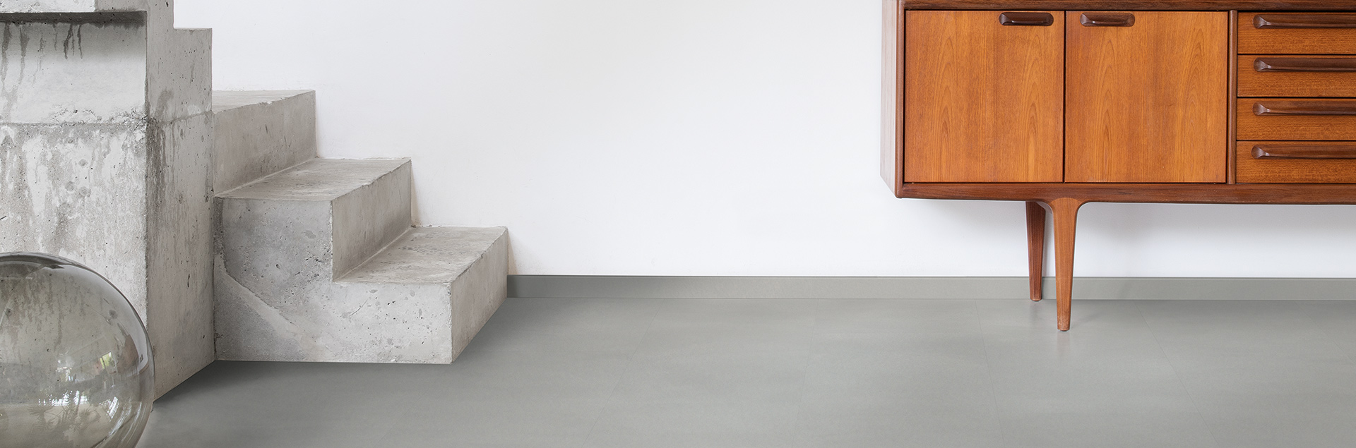Vinyl flooring with look of concrete